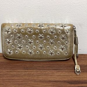 Jimmy Choo Filipa Metallic Star Studded Woman’s Leather Wallet.